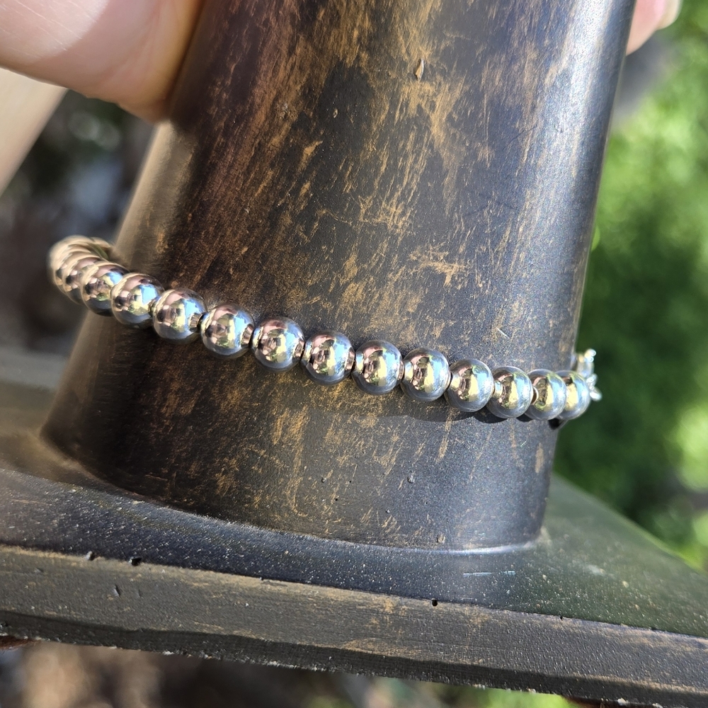 Sterling Silver 925 Ball Bracelet 8" - Picture 9 of 10